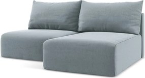Син кадифен сгъваем/с място за съхранение ъглов диван (десен ъгъл) Kalena – Makamii
