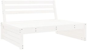 825745 vidaXL Градински среден диван, бял, 120x80 см, борово дърво масив