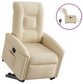 3303282 vidaXL Електрически изправящ реклайнер стол, кремав, текстил