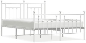 353605 vidaXL Метална рамка за легло с горна и долна табла, бяла, 140x200 см