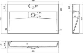 Mexen Ava конзолна мивка от конгломерат 1/О 80 x 46 см, бяла - 23018001