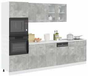 3324856 vidaXL Комплект мебели за баня, 7 части, "Lyon", бетонно сив, инженерно дърво