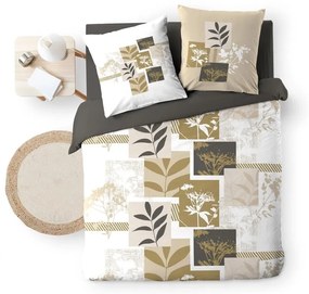 Бяло/кафяво двойно удължено памучно спално бельо 240x220 cm Utopia – douceur d'intérieur