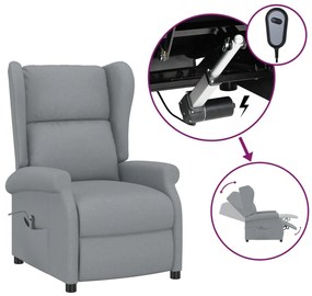 3098319 vidaXL Wingback електрически реклайнер стол, светлосив, текстил