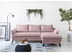 Прахово розов ъглов разтегателен диван , десен ъгъл Charming Charlie - Miuform