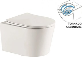 Конзолна тоалетна чиния Tornado ICC 4936, седалка и капак, порцелан, бял, 49x36x36см