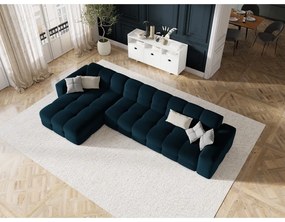 Тъмносин ъглов диван от кадифе (ляв ъгъл) Kendal - Micadoni Home