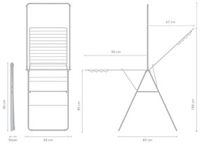 Сушилник за дрехи Brabantia Hangon 1004171, 25 м, 8 закачалки, Заключване за деца, Допълнителен прът, Черен мат