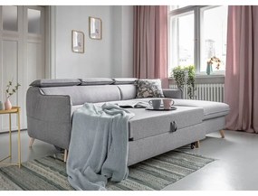 Светлосив ъглов разтегателен диван, десен ъгъл Sweet Harmony - Miuform