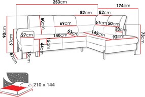 Ъглов диван Clinton-Тъмно сив-Десен