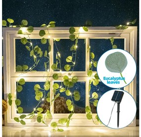 Aigostar - LED соларен гирлянд 50xLED/7м IP65 топла бяла евкалипт