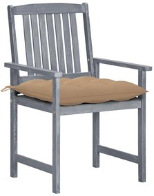 3078252 vidaXL Градински столове с възглавници, 8 бр, акация масив, сиви