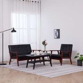 278395 vidaXL Комплект дивани от 2 части, черен, изкуствена кожа