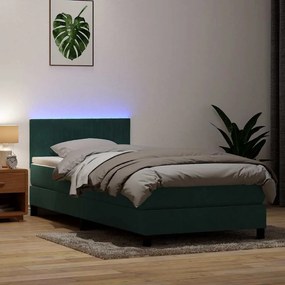 3317052 vidaXL Box Spring легло с матрак Тъмнозелено 80x210 cm Кадифе