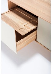 Бяла/естествена маса за телевизор от масивен дъб 180x64 cm Fina – Gazzda