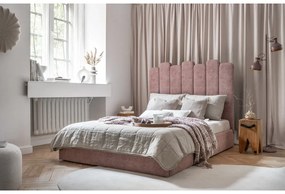 Розово тапицирано двойно легло с място за съхранение и решетка180x200 cm Dreamy Aurora - Miuform
