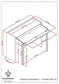 Сиво разтегателно бюро 36x110 cm Mel - Woodman