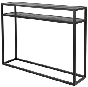 Черна конзолна маса с дъбова дървена плоскост 30x120 cm Daniël – Spinder Design
