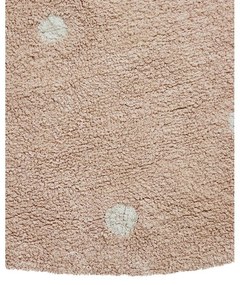 Светлорозов ръчно изработен памучен детски килим подходящ за пране ø140 cm Round Dot Rose – Lorena Canals