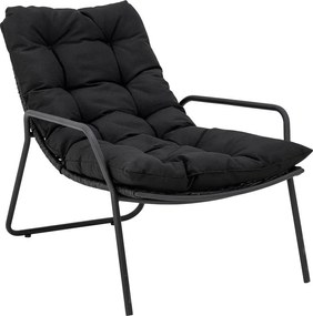 Черен градински шезлонг с табуретка за крака Boel - Bloomingville