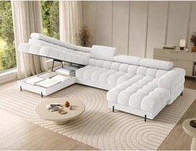 Кремав разтегателен ъглов диван от букле (ляв ъгъл U форма) Feraria – ELTAP