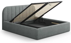 Тъмносиво двойно легло 180x200 cm тапицирано с място за съхранение с включена подматрачна рамка Juno – Windsor &amp; Co Sofas