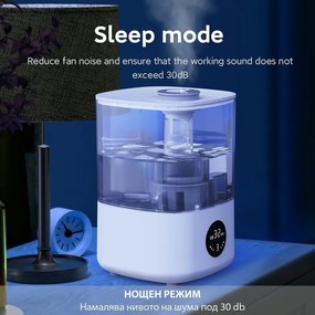 Овлажнител за въздух Xiaomi Lydsto F100S, 25W, 2.5 л, 3 степени, 200 мл/ч, Дисплей, Нощен режим, Таймер, Бял