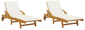 3206372 vidaXL Шезлонги 2 бр с възглавници 200x68x83 см масивна акация