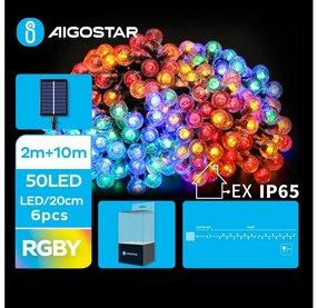 Aigostar - LED соларни декоративни лампички 50xLED/8 функции 12 м IP65 многоцветен