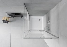 Mexen Rio квадратна душ кабина 90 x 90 см, бели ивици, хром + бял корито - 860-090-090-01-20-4510