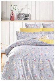 Жълто сиво двойно удължено спално бельо от памук Renforcé с включен долен чаршаф 4 части 200x220 cm – Mila Home