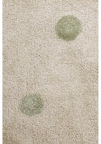 Ръчно изработен памучен детски килим подходящ за пране в цвят каки и кремаво 120x160 cm Hippy Dots Olive – Lorena Canals