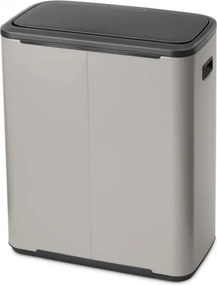 Кош за боклук Brabantia Bo Touch 1010456, 2x30 л, Плавно и безшумно отваряне, Голям отвор, Сив