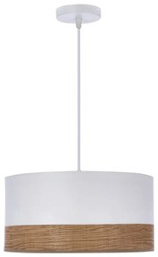 Бяла висяща лампа с фурнир и текстилен абажур ø 30 cm Bianco - Candellux Lighting