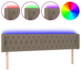 3123590 vidaXL LED горна табла за легло, таупе, 183x16x78/88 см, плат
