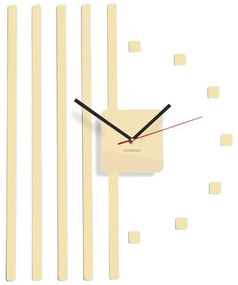Самозалепващ стенен часовник с ивици Ванилия-екру