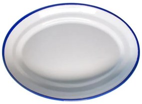 Емайлирано плато овално 36см синьо/бяло RETRO-(96/36 1+1+2)