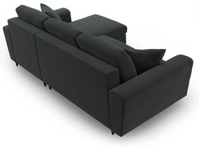 Тъмносив кадифен разтегателен ъглов диван с място за съхранение Kyoto – Cosmopolitan Design