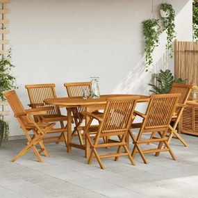 44685 vidaXL Градински трапезен комплект, 7 части, тиково дърво масив