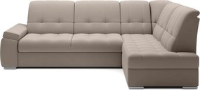 Бежов кадифен разтегателен ъглов диван с място за съхранение (десен ъгъл L форма) Sado – ELTAP