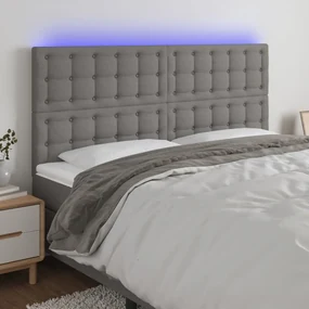 3122873 vidaXL LED горна табла за легло, тъмносива, 180x5x118/128 см, плат