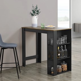 Bar counter Danderyd 120x60x106 cm with 3 shelves Black/Wood