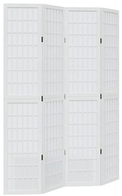 358787 vidaXL Разделител за стая, 4 панела, бял, дърво пауловния масив