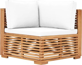 49375 vidaXL Градински ъглов диван с кремава възглавница тик масив