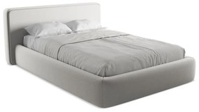 Светлосиво двойно тапицирано легло с място за съхранение и включена подматрачна рамка 140x200 cm Kiana – Makamii