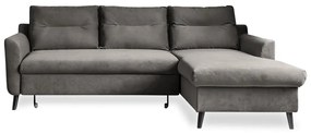 Тъмносиво кадифено ъглово канапе, десен ъгъл Stylish Stan - Miuform