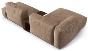 Светлокафяв кадифен модулен ъглов диван (ляв ъгъл) Martina – Micadoni