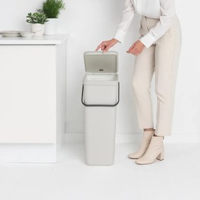 Кош за разделно събиране на боклук Brabantia Sort&Go 1005554, 40 л, Дръжка, Възможност за стенен монтаж, Светлосив