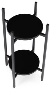 Стойка за цветя Loft - 2-етажна етажерка с кръгли черни рафтове