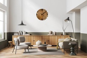 Дизайнерски дъбов стенен часовник ASYMETRIA с безшумен ход - 50 cm